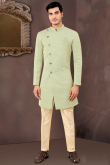 Mint Green Jacquard Indo-Western Men Sherwani