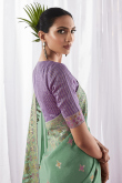 Mint Green Kora Silk Weaved Light Weight Saree 