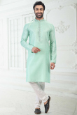 Mint Green Linen Cotton Men's Kurta