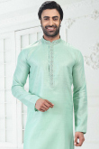 Mint Green Linen Cotton Men's Kurta