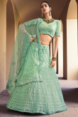 Mint Green Net A-Line Embroidered Lehenga