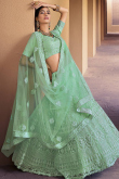 Mint Green Net A-Line Embroidered Lehenga