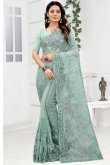 Mint Green Net Saree for Party Wear with Stone embroidery