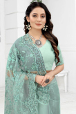 Mint Green Net Saree for Party Wear with Stone embroidery