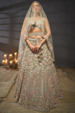 Mint Green Net Lehenga with Stone Work for Engagement