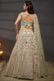 Mint Green Net Lehenga with Stone Work for Engagement