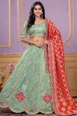 Mint Green Silk Blend Lehenga with Dori Work for Wedding Wear