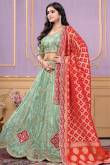 Mint Green Silk Blend Lehenga with Dori Work for Wedding Wear