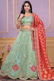 Mint Green Silk Blend Lehenga with Dori Work for Wedding Wear