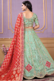 Mint Green Silk Blend Lehenga with Dori Work for Wedding Wear