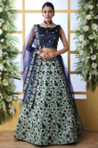 Silk Lehenga in Mint Green colour with Resham Work for Party 