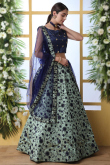 Silk Lehenga in Mint Green colour with Resham Work for Party 