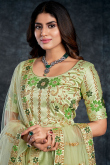 Resham Work Mint Green Lehenga in Silk for Sangeet
