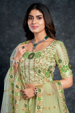 Resham Work Mint Green Lehenga in Silk for Sangeet