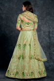 Resham Work Mint Green Lehenga in Silk for Sangeet