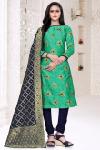 Mint Green Silk Woven Zari Churidar Suit