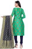 Mint Green Silk Woven Zari Churidar Suit
