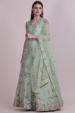 Mint Green Taffeta Silk A Line Embroidered Lehenga