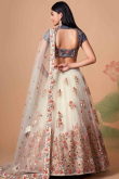 Mirror Embroidered Net Off-White Lehenga