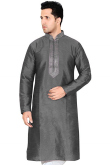 Silk Kurta In Grey Colour