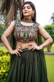 Moss Green Georgette Embroidered Lehenga