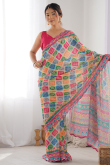 Multi Color Chinnon Bandhej Printed Saree 