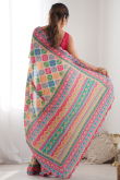 Multi Color Chinnon Bandhej Printed Saree 