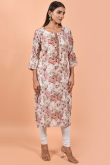 Cotton Multi Color Sequins Embroidered Kurti for Casual Wear