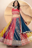 Multi Color Embroidered Georgette Lehenga 