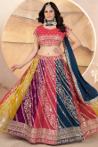 Multi Color Embroidered Georgette Lehenga 
