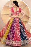 Multi Color Embroidered Georgette Lehenga 