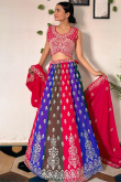Multi Color Georgette Lehenga With Sequins For Diwali