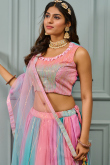 Multi-Color Georgette Lehenga with Resham & Sequin Work
