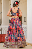 Sweetheart Neck Multi-Color Lehenga with Wine Dupatta