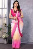 Multi Color Georgette Printed Ombre Saree With Lace 