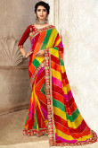 Saree in Georgette Multi Color with Printed for Party 