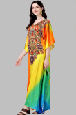 Multi Color Kaftan Casual Wear Printed Satin Ankle Length Kurti 