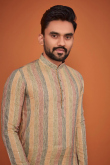 Multi-Color Linen Kurta for Men with Festive Detailing