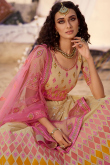 Multi Color Organza Embroidered Lehenga