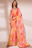 Multi Color Organza Printed Lightweight Saree For Sangeet