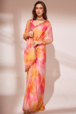 Multi Color Organza Printed Lightweight Saree For Sangeet