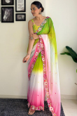 Multi Color Printed Georgette Lightweight Saree For Sangeet