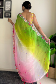 Multi Color Printed Georgette Lightweight Saree For Sangeet