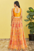 Multi-Color Printed Organza Flared Style Lehenga For Haldi 