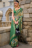 Multi Color Printed Silk Broad Border Saree
