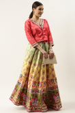 Multi Color Satin A-Line Lehenga with Festive Vibes