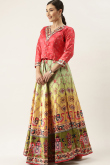 Multi Color Satin A-Line Lehenga with Festive Vibes