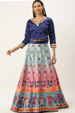 A-Line Satin Lehenga in Multi Color with Bandhej Design