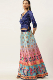 A-Line Satin Lehenga in Multi Color with Bandhej Design