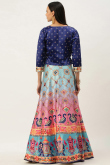 A-Line Satin Lehenga in Multi Color with Bandhej Design